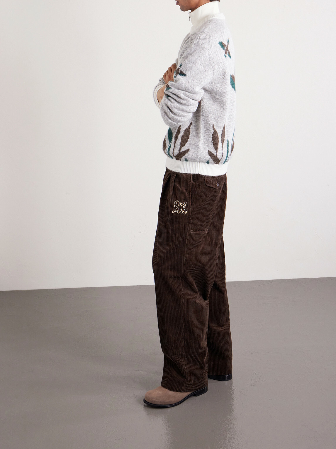 Human Made - Wide-Leg Pleated Cotton-Corduroy Trousers - Brown