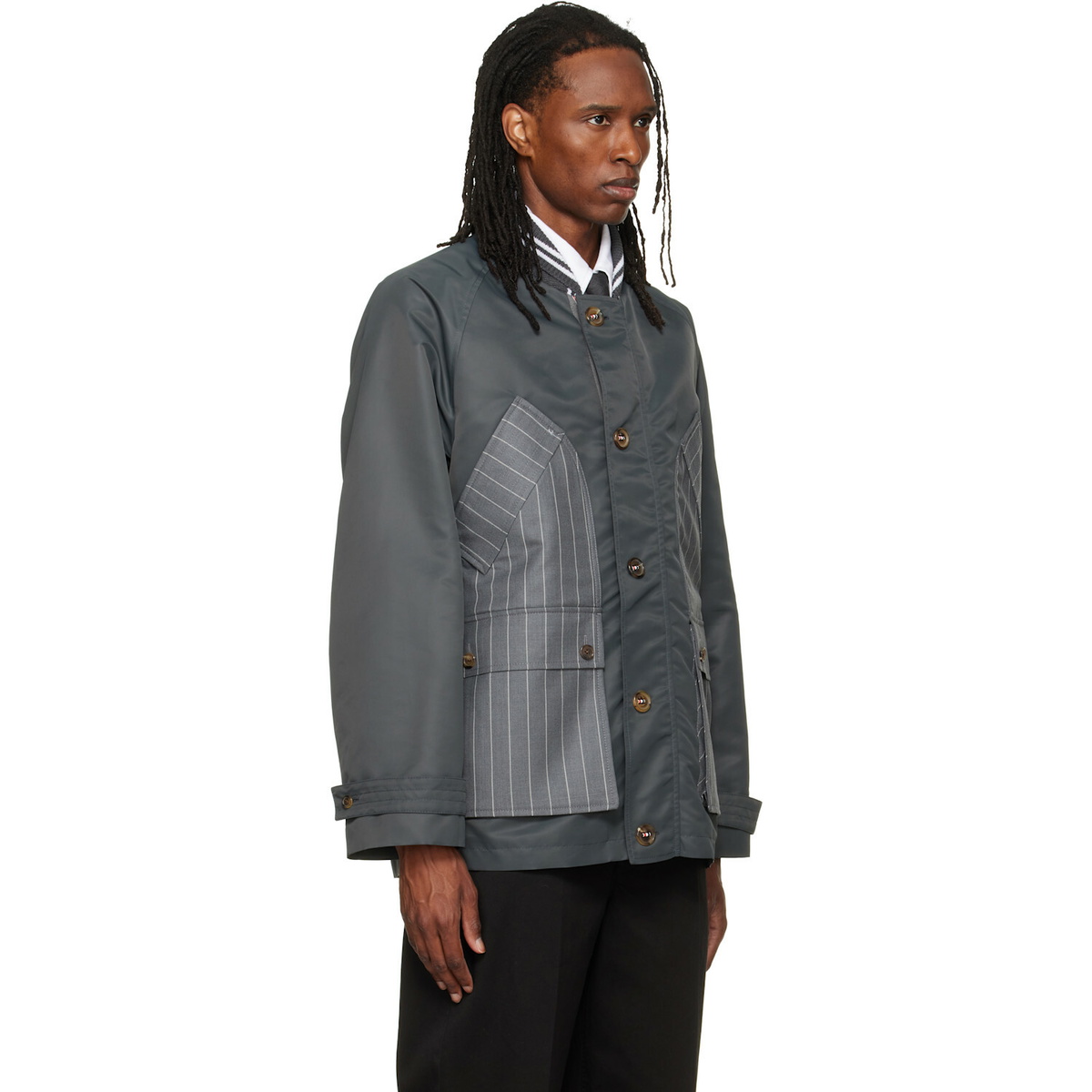 Thom Browne Gray Tech Twill Field Jacket