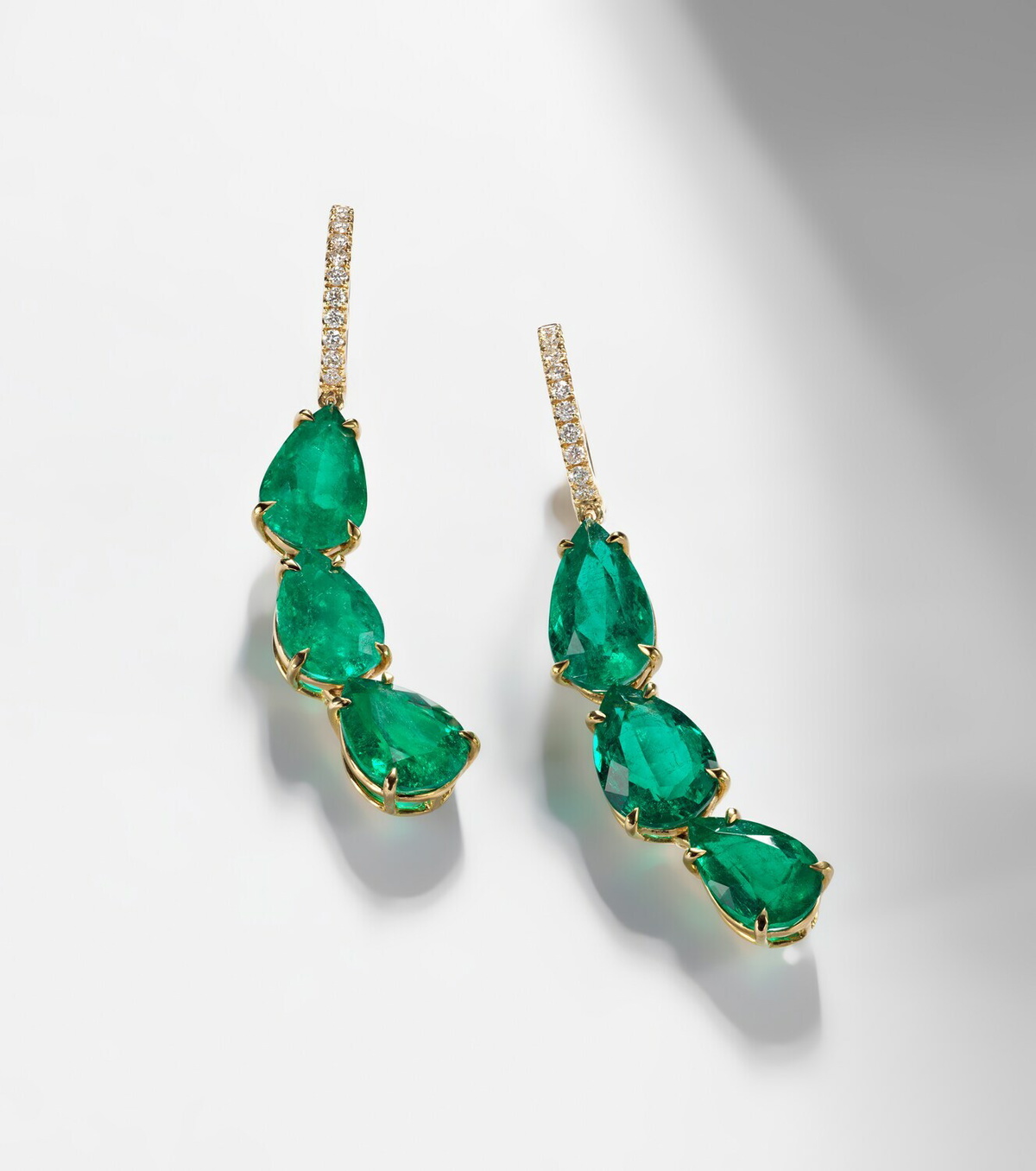 Anita Ko Anya 18kt gold drop earrings with diamonds and emeralds