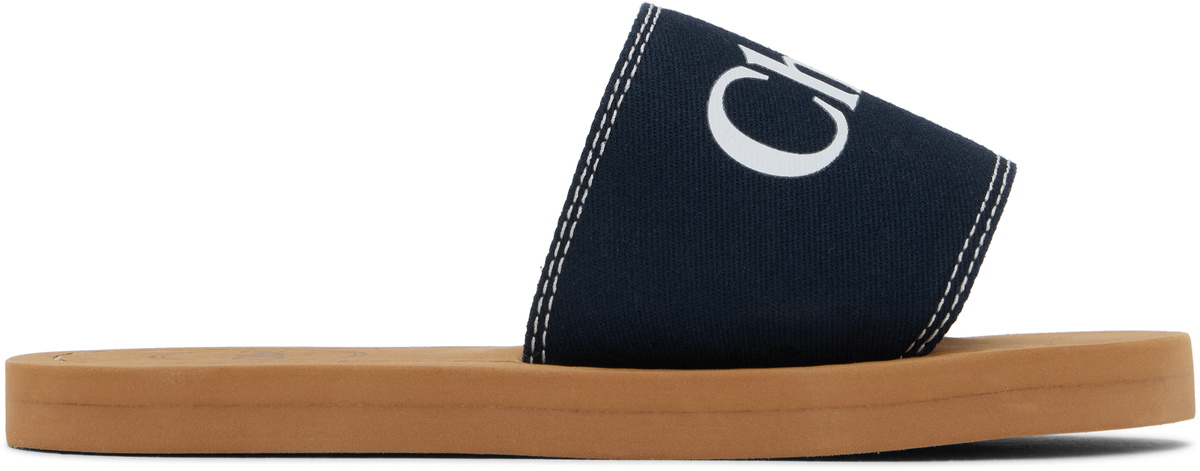 Chloé Kids Navy 'Chloé' Slides