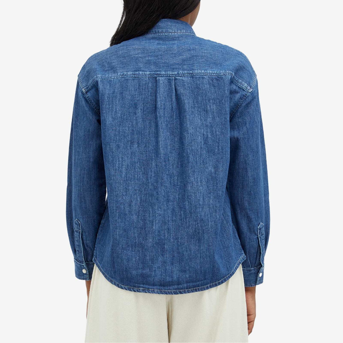 A.P.C. Women's Brodee Boyfriend Denim Shirt in Washed Indigo