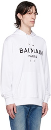 Balmain White Printed Hoodie