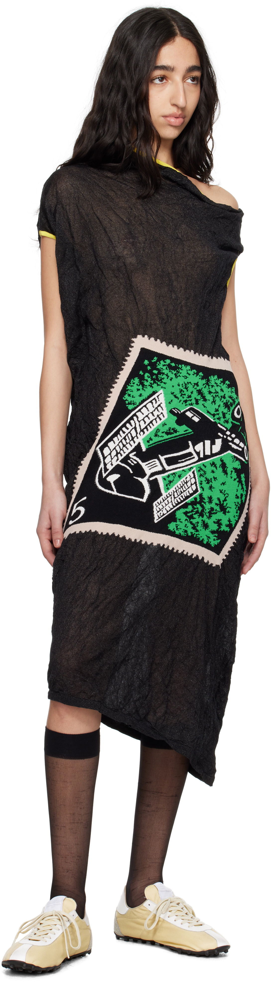 Kiko Kostadinov Black Satellite Knit Midi Dress