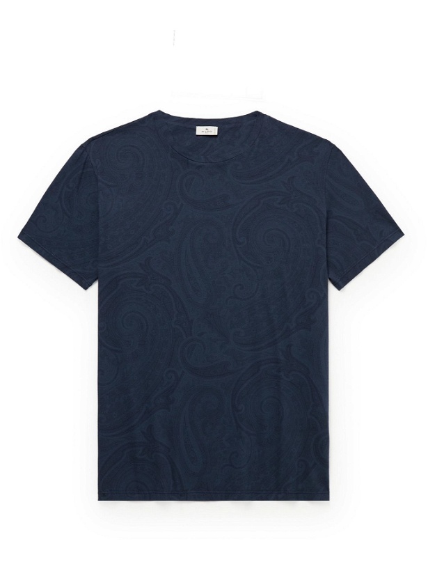 Photo: ETRO - Paisley-Print Cotton-Jersey T-Shirt - Blue