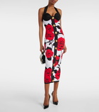 Balmain Floral halterneck jacquard midi dress