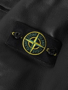 Stone Island - Logo-Appliquéd Full-Grain Leather Jacket - Black