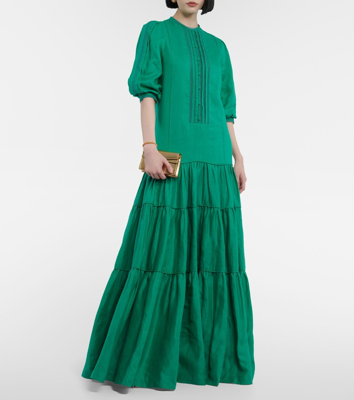 COSTARELLOS コスタレロス ワンピース Tiered linen maxi 807173 Costarellos Tiered linen maxi dress Costarellos