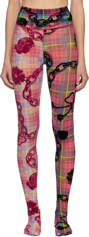 Photo: Chopova Lowena Multicolor Tartan Chain Mesh Leggings
