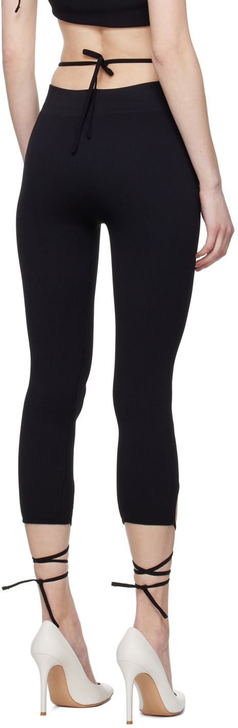 ANDREĀDAMO Black Lace-Up Leggings