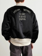Visvim - Reversible Embroidered Wool-Fleece and Silk-Satin Bomber Jacket - Black