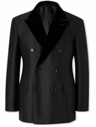 TOM FORD - Cooper Slim-Fit Double-Breasted Velvet-Trimmed Wool and Silk-Blend Tuxedo Jacket - Black