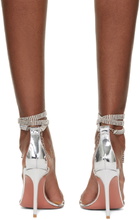 Amina Muaddi Silver Giorgia Heeled Sandals