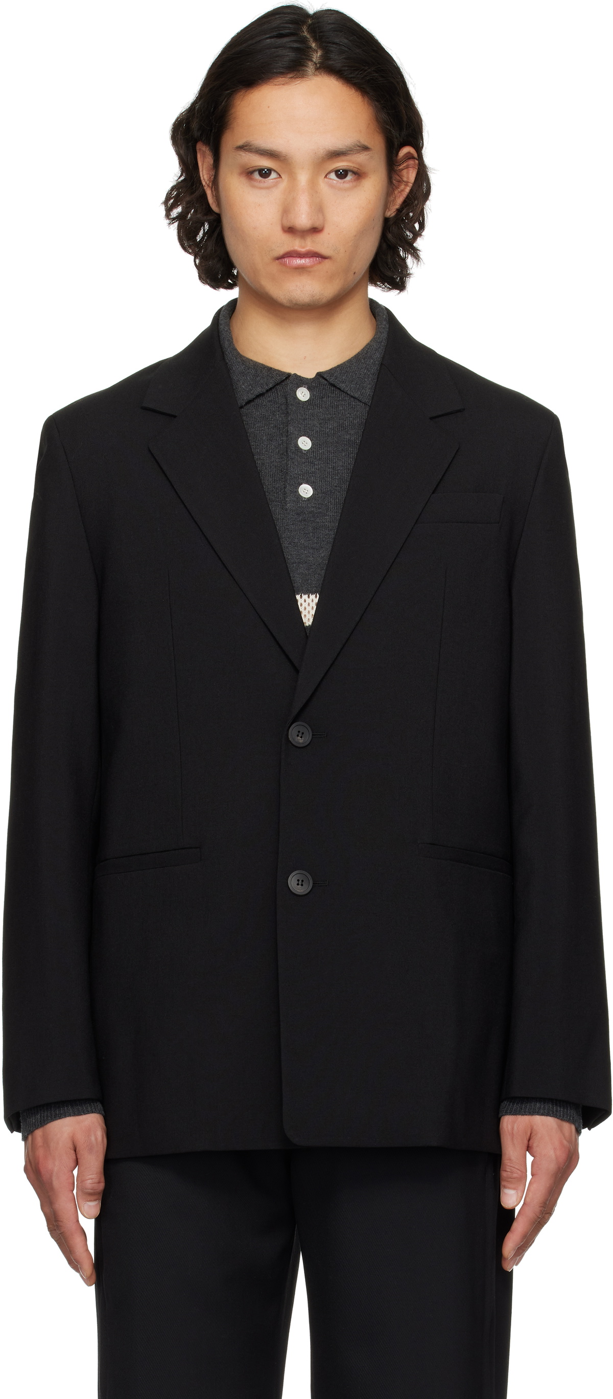 Solid Homme Black Wool Blazer