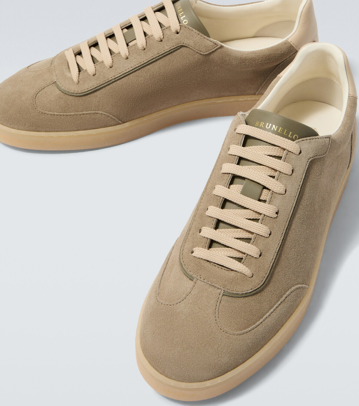 Brunello Cucinelli Leather-trimmed suede sneakers