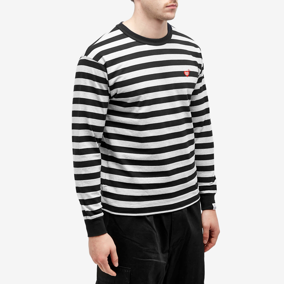 Human Made Men's Long Sleeve Striped T-Shirt in Black Human Made