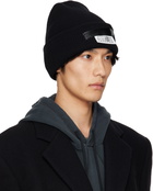 MM6 Maison Margiela Black Taped Label Wool Beanie