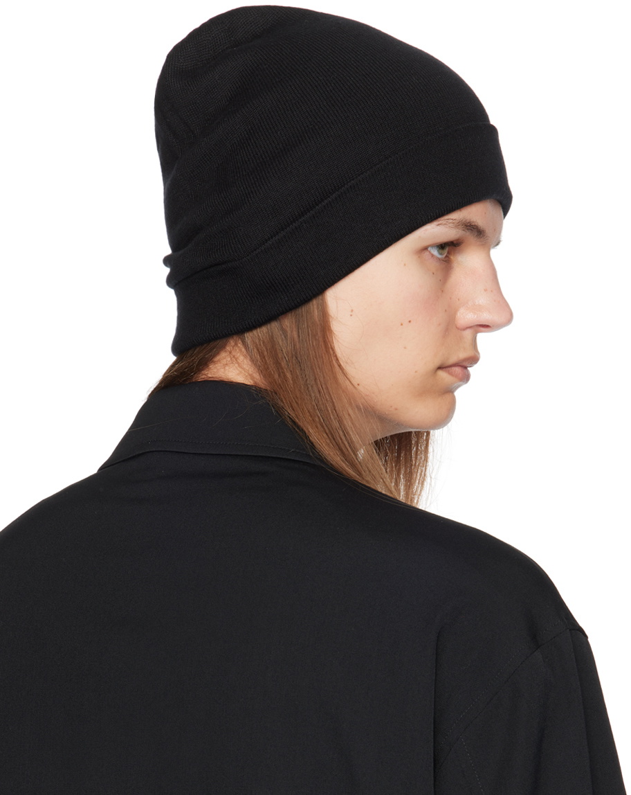 Y's For Men Black Knit Beanie