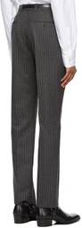 Saint Laurent Grey & Black Virgin Wool Striped Trousers