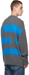 ADER error Grey & Blue Wool Striped Sweater