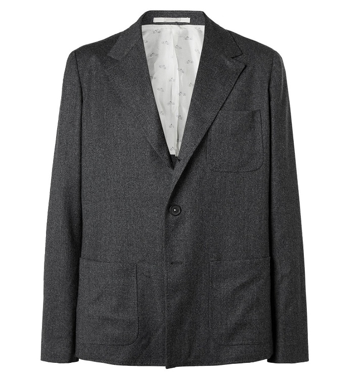 Photo: Massimo Alba - Unstructured Mélange Wool-Flannel Suit Jacket - Gray