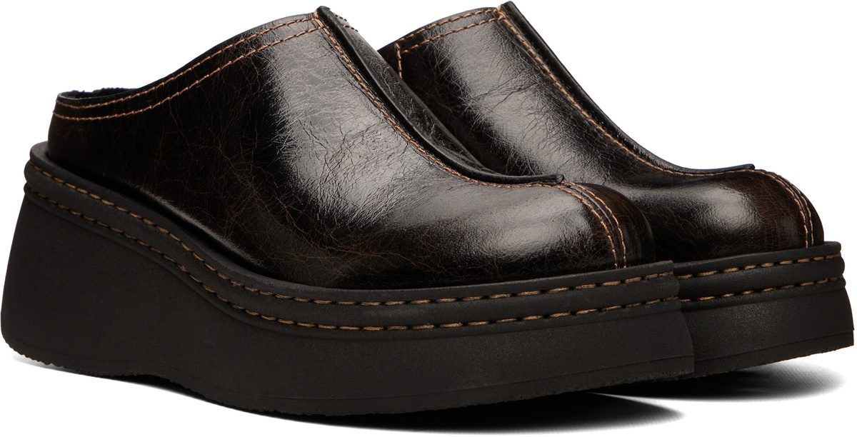 Miista Brown Mego Mule Flats
