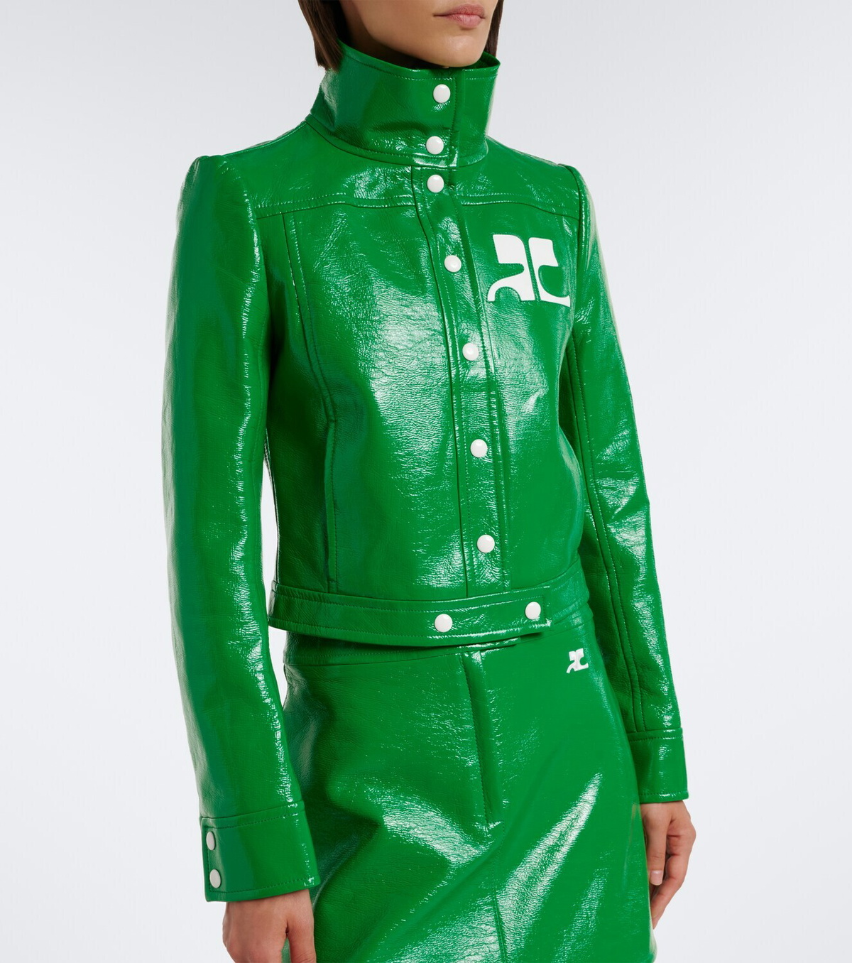 Courrèges Logo vinyl cropped jacket