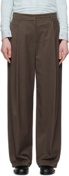 AMOMENTO Brown Wide Tuck Trousers