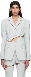 J KOO Gray Cutout Blazer
