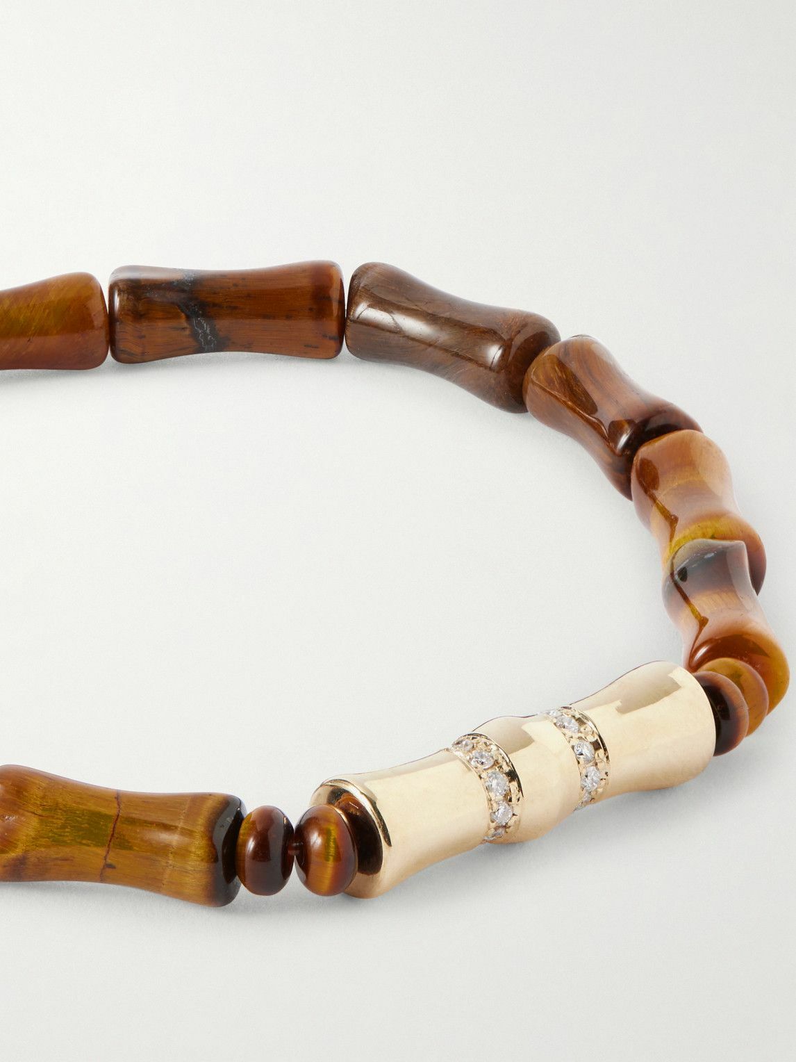 Luis Morais - 14-Karat Gold Diamond Tiger'e Eye Bracelet