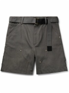 Sacai - Carhartt WIP Wide-Leg Belted Cotton-Canvas Shorts - Gray
