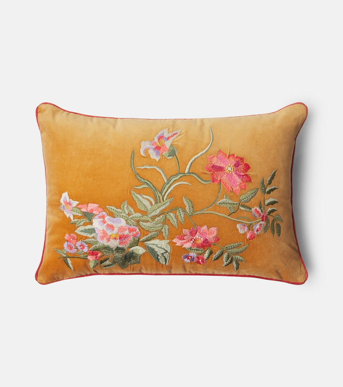 Les-Ottomans Embroidered cotton velvet cushion