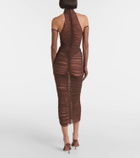 Alex Perry Ruched mesh midi skirt