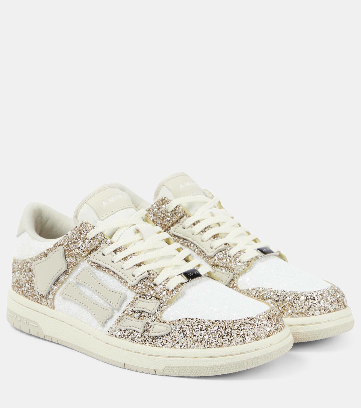 Amiri Skel Top glitter leather-trimmed sneakers