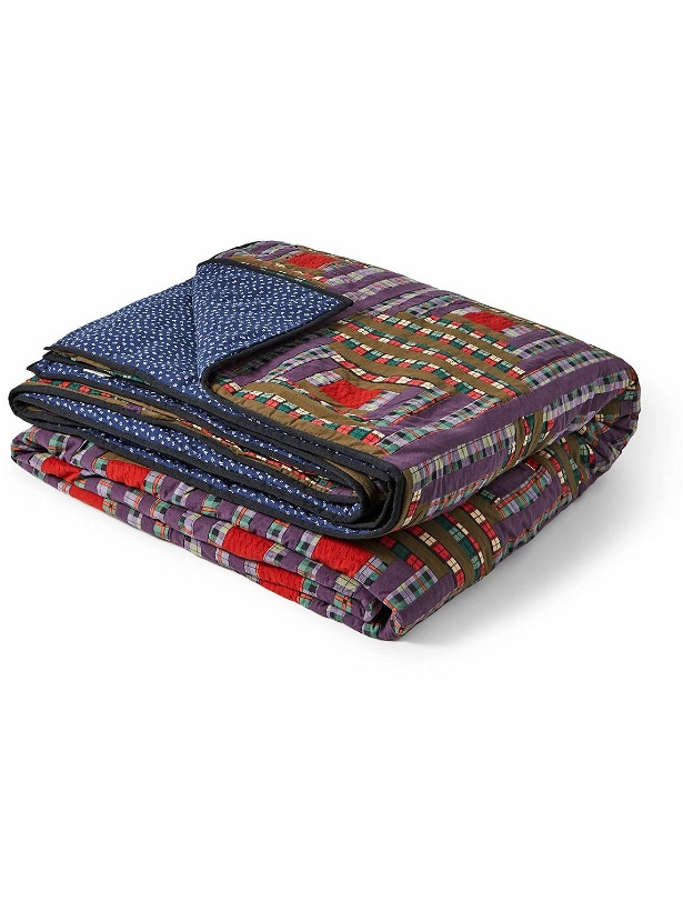 Photo: BODE - Log Cabin Patchwork Quilted Checked Cotton Blanket