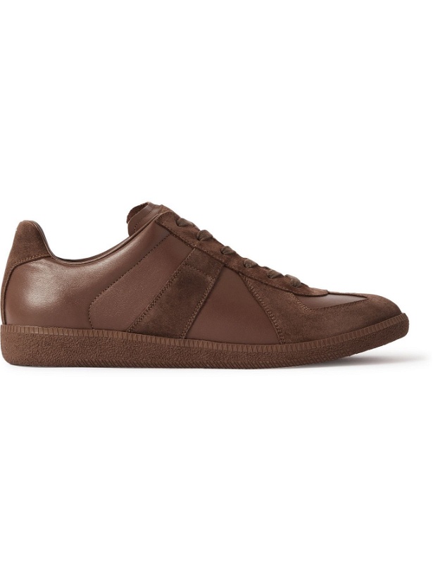 Photo: Maison Margiela - Replica Leather and Suede Sneakers - Brown