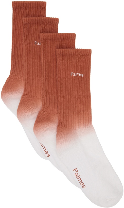 Photo: Palmes Two-Pack Orange Stained Socks