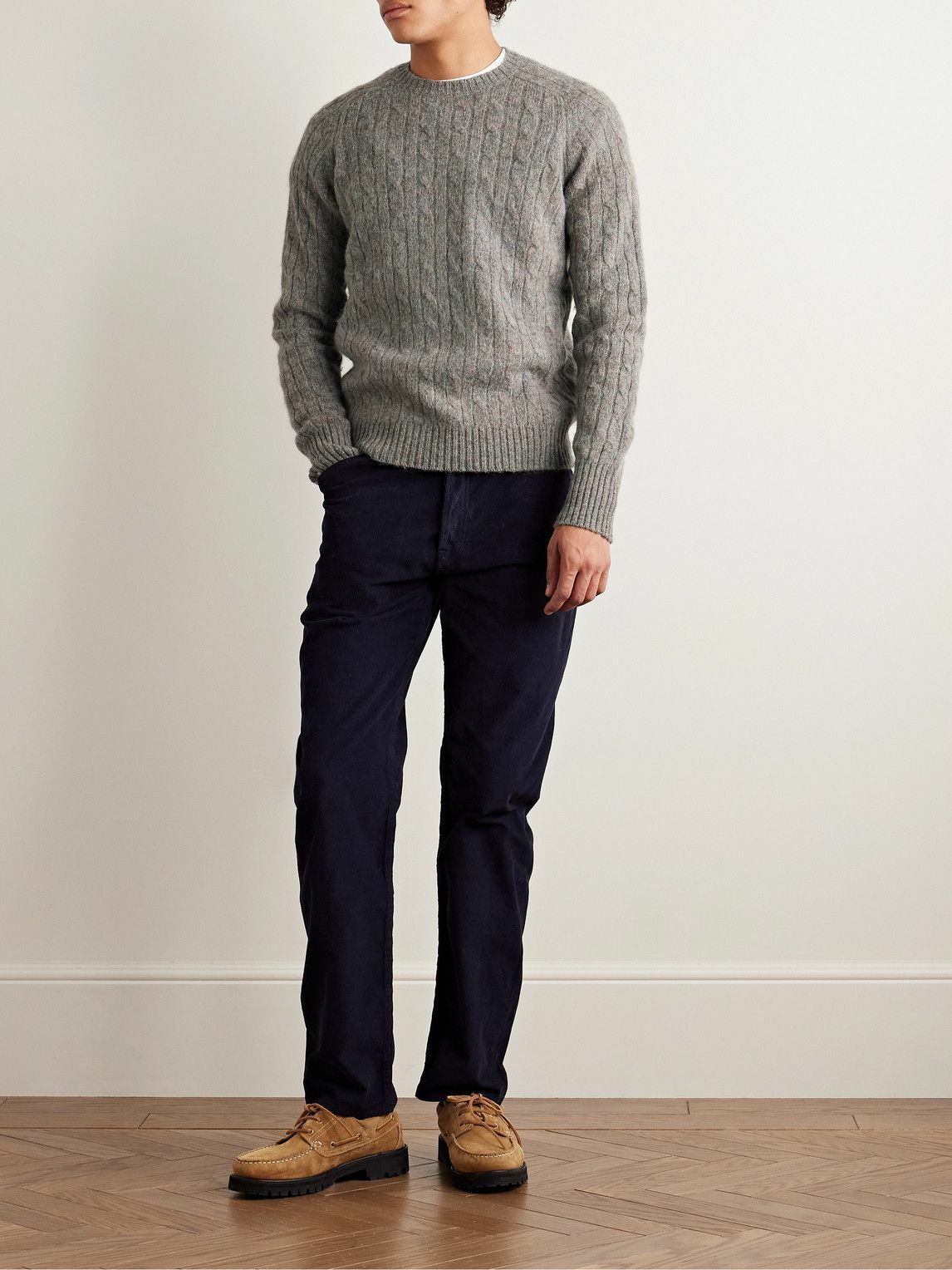 Sid Mashburn - Cable-Knit Wool Sweater - Gray