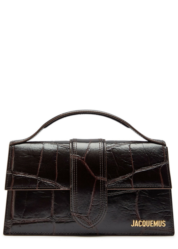 Photo: Jacquemus Le Grande Bambino Crocodile-effect Leather top Handle bag - Brown - One Size