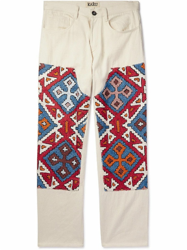Photo: Karu Research - Straight-Leg Embroidered Jeans - Neutrals