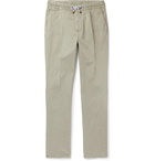 Brunello Cucinelli - Tapered Stretch-Cotton Twill Drawstring Trousers - Green