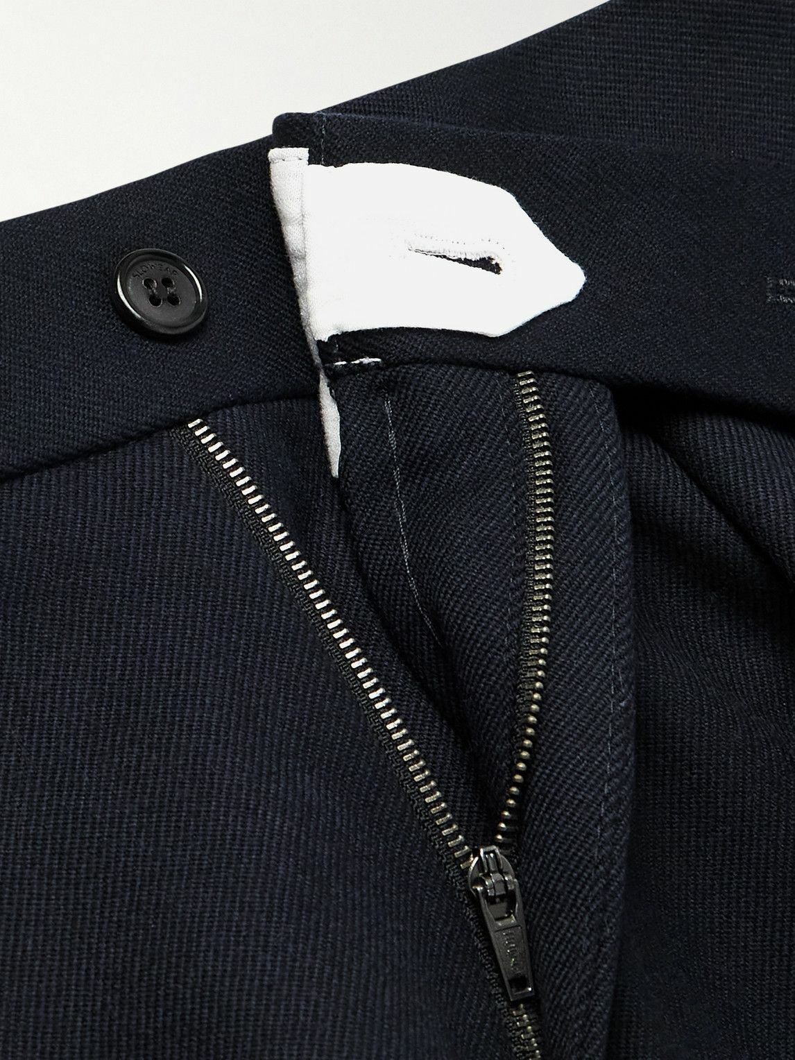 Incotex - Tapered Pleated Virgin Wool-Twill Trousers - Blue