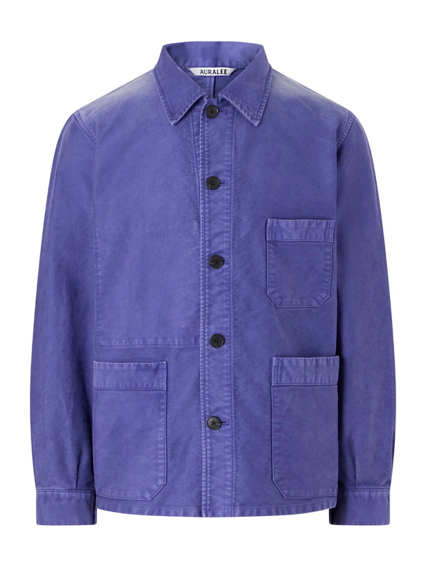 Photo: Auralee - Garment-Dyed Cotton-Moleskin Blouson Jacket - Blue