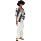 AMI Alexandre Mattiussi Beige and Navy Striped Shirt