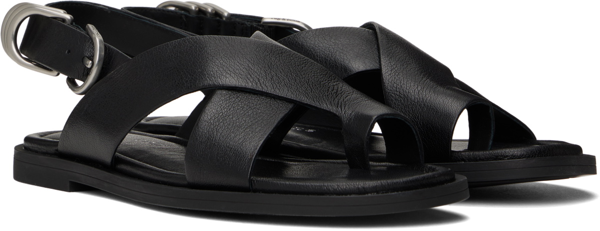 rag & bone Black Gia Leather Crossover Sandals