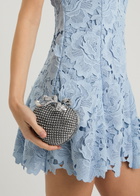 Self-portrait Heart Crystal-embellished Satin Clutch - Silver - One Size
