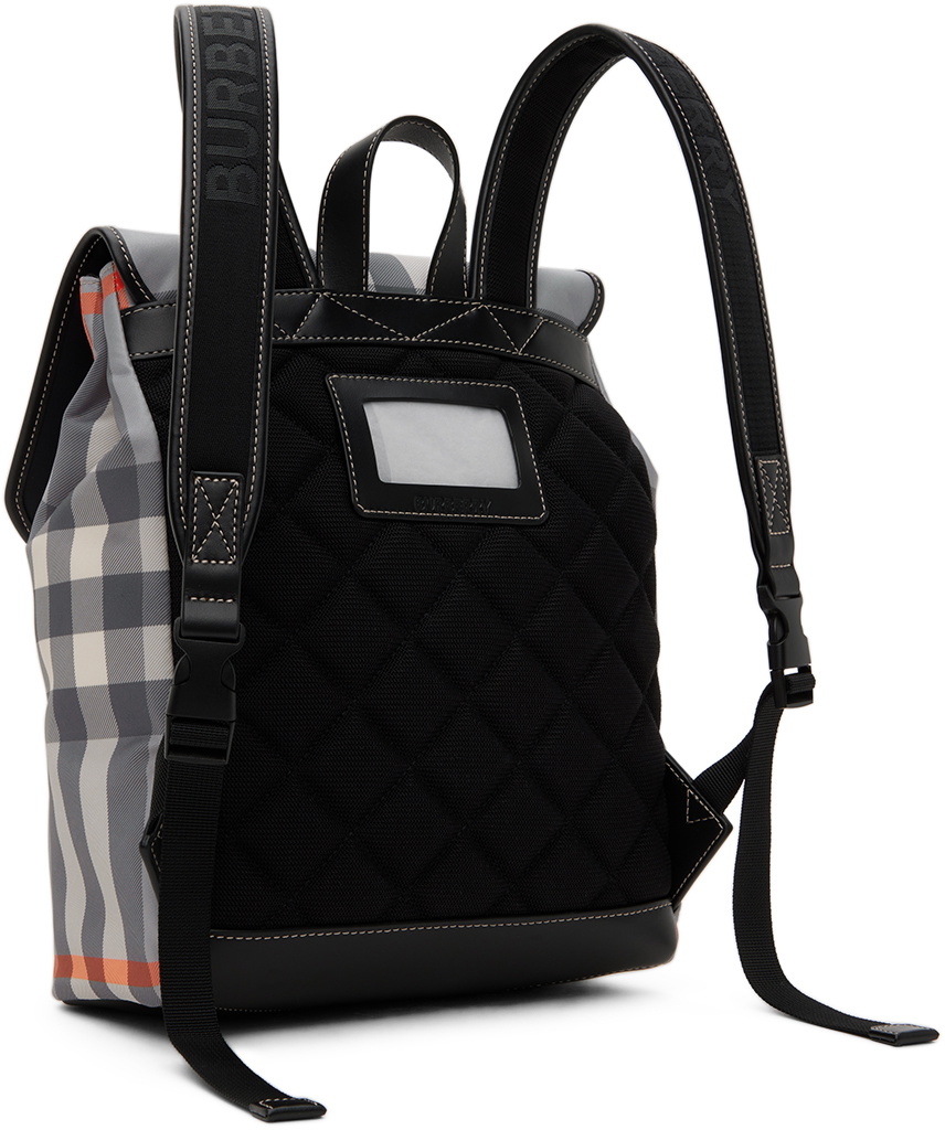 Burberry Kids Gray Check Backpack