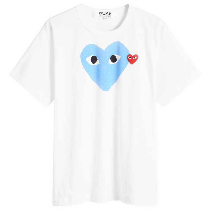 Photo: Comme des Garçons Play Men's Colour Heart T-Shirt in White/Red/Blue