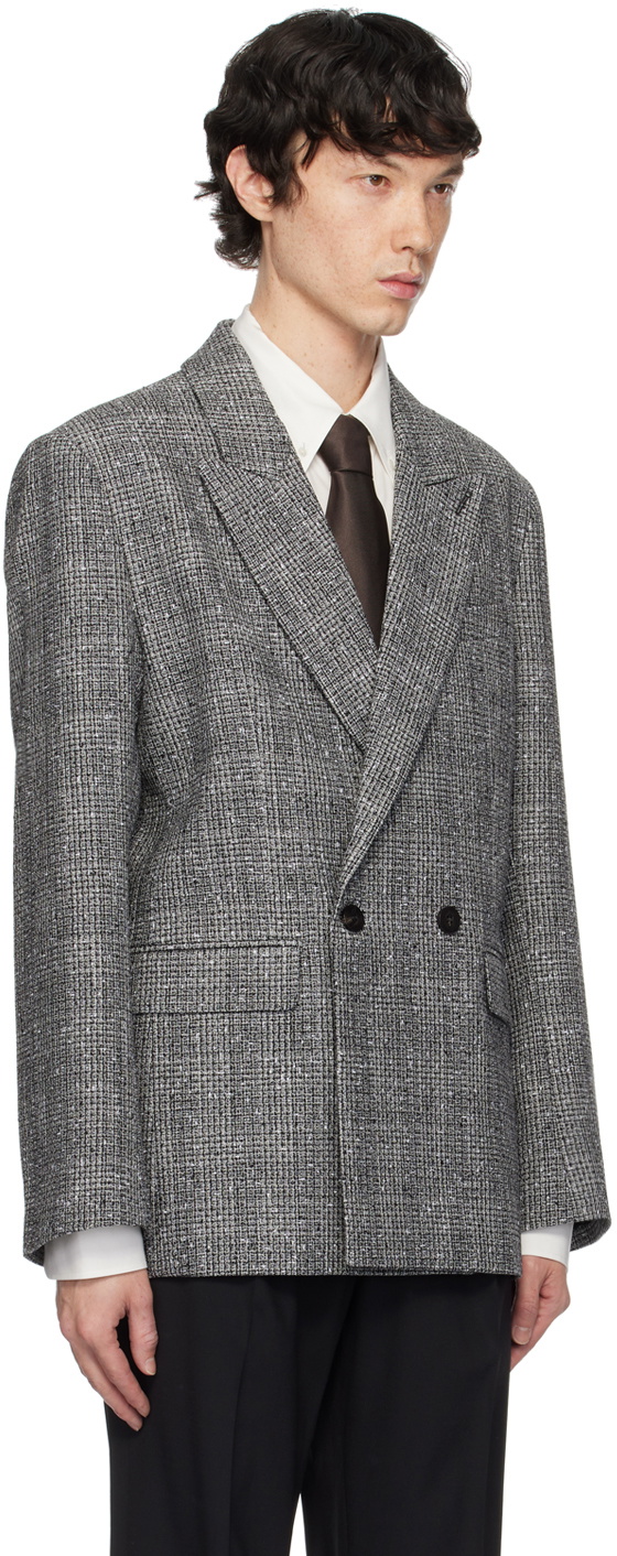 Ernest W. Baker Gray Check Double Breasted Blazer