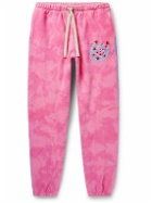 Lost Daze - Logo-Embroidered Tie-Dyed French Cotton-Terry Sweatpants - Pink