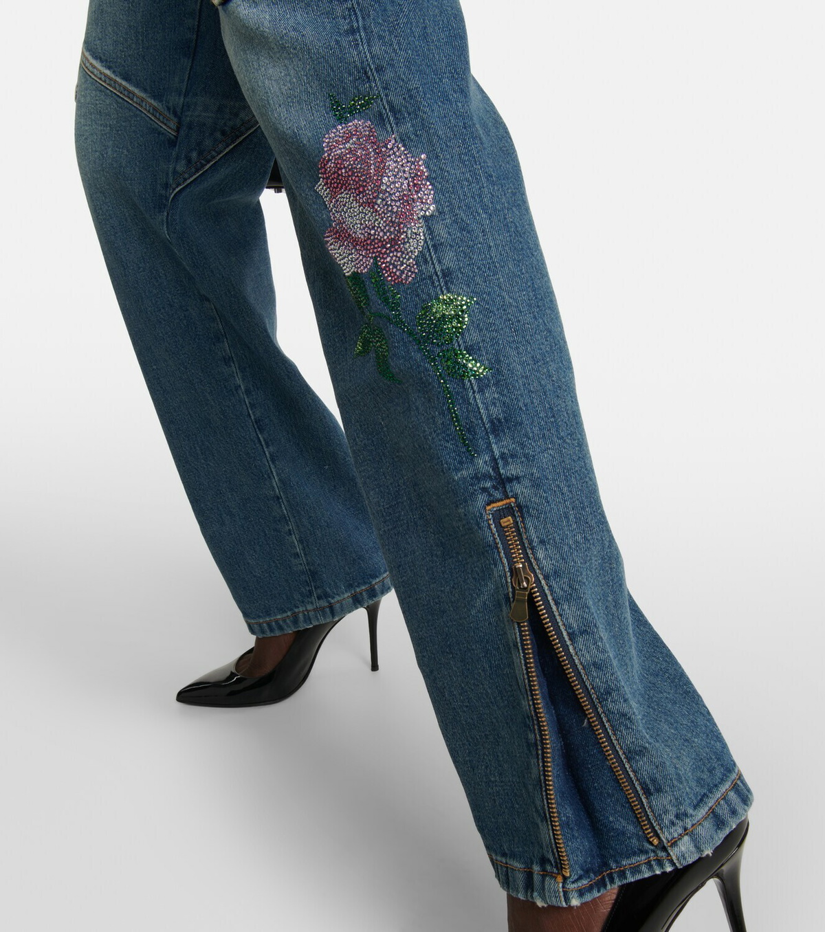 Alessandra Rich Sequin-embellished flared jeans